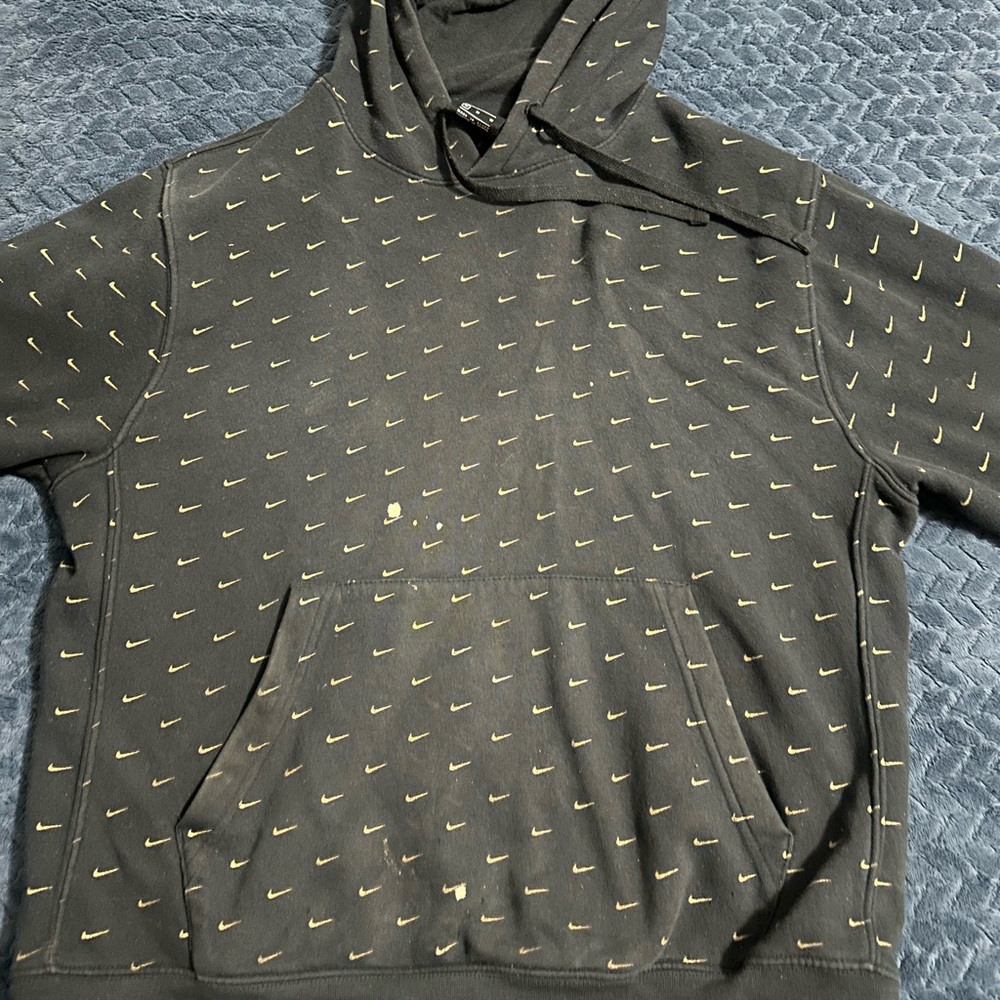 Nike Men's Black Hoodie with Gold Accents